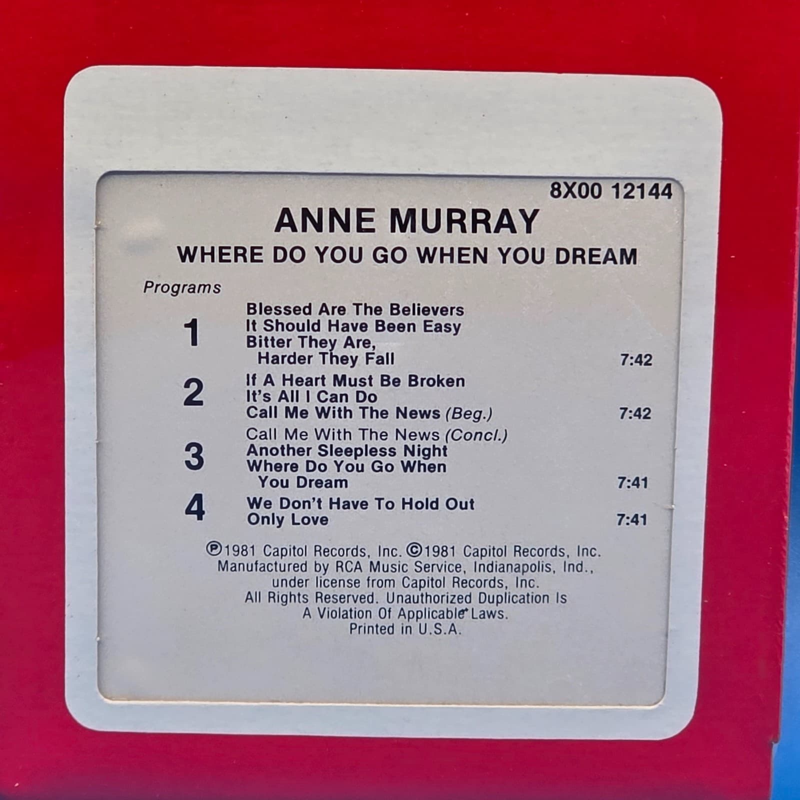ANNE MURRAY - "Where Do You Go When You Dream" Vintage Collectible 8-Track Tape - Thumbnail 4