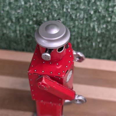 Schylling ATOMIC ROBOT MAN Red Tin Wind Up Collector Toy w/ Key 1997 Vintage - Thumbnail 8