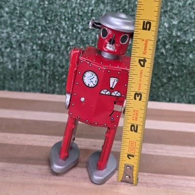 Schylling ATOMIC ROBOT MAN Red Tin Wind Up Collector Toy w/ Key 1997 Vintage - Thumbnail 11