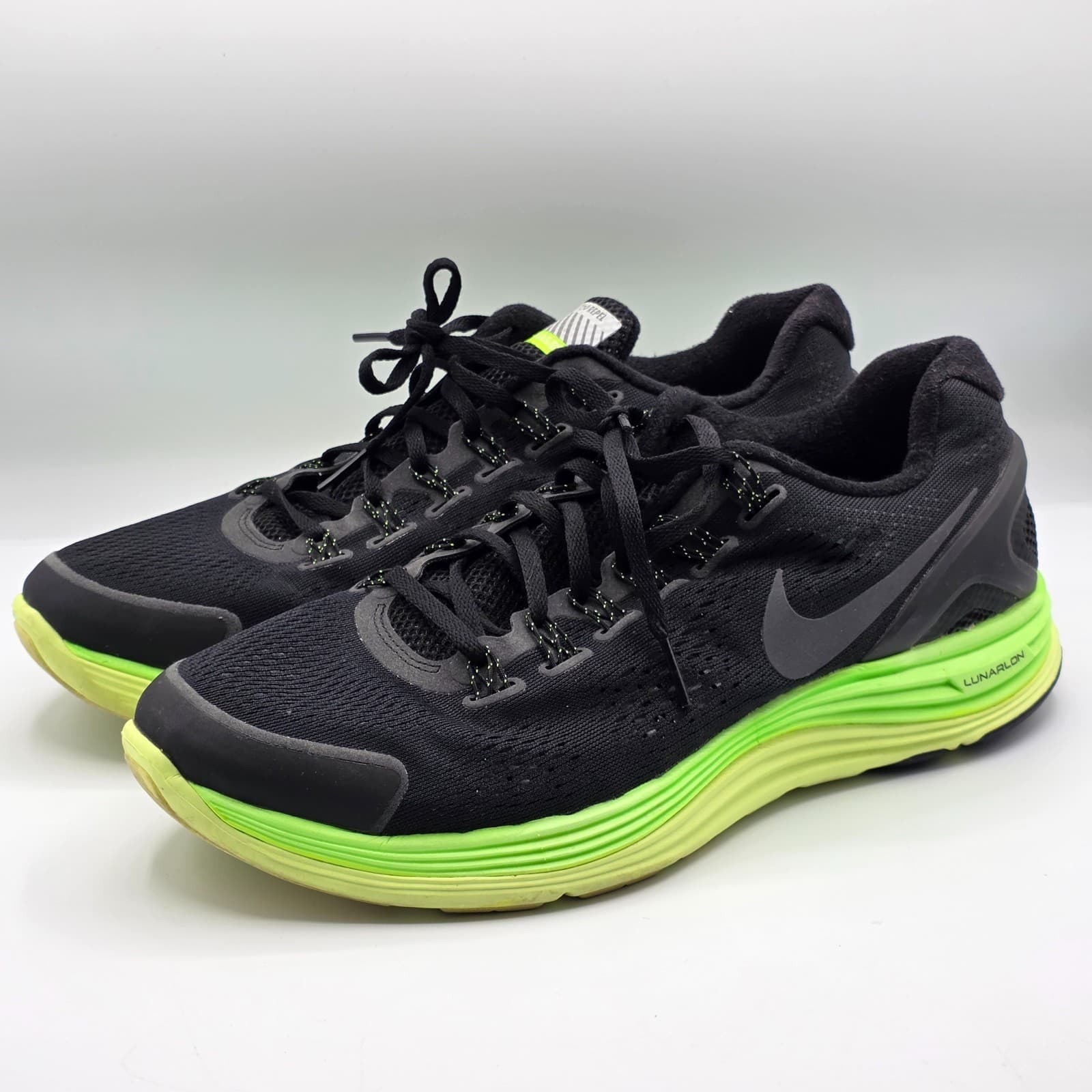 Nike Men Sz 12 Lunaglide+ 4 Flash 3M Black Electric Green Liquid Lime 537475-003