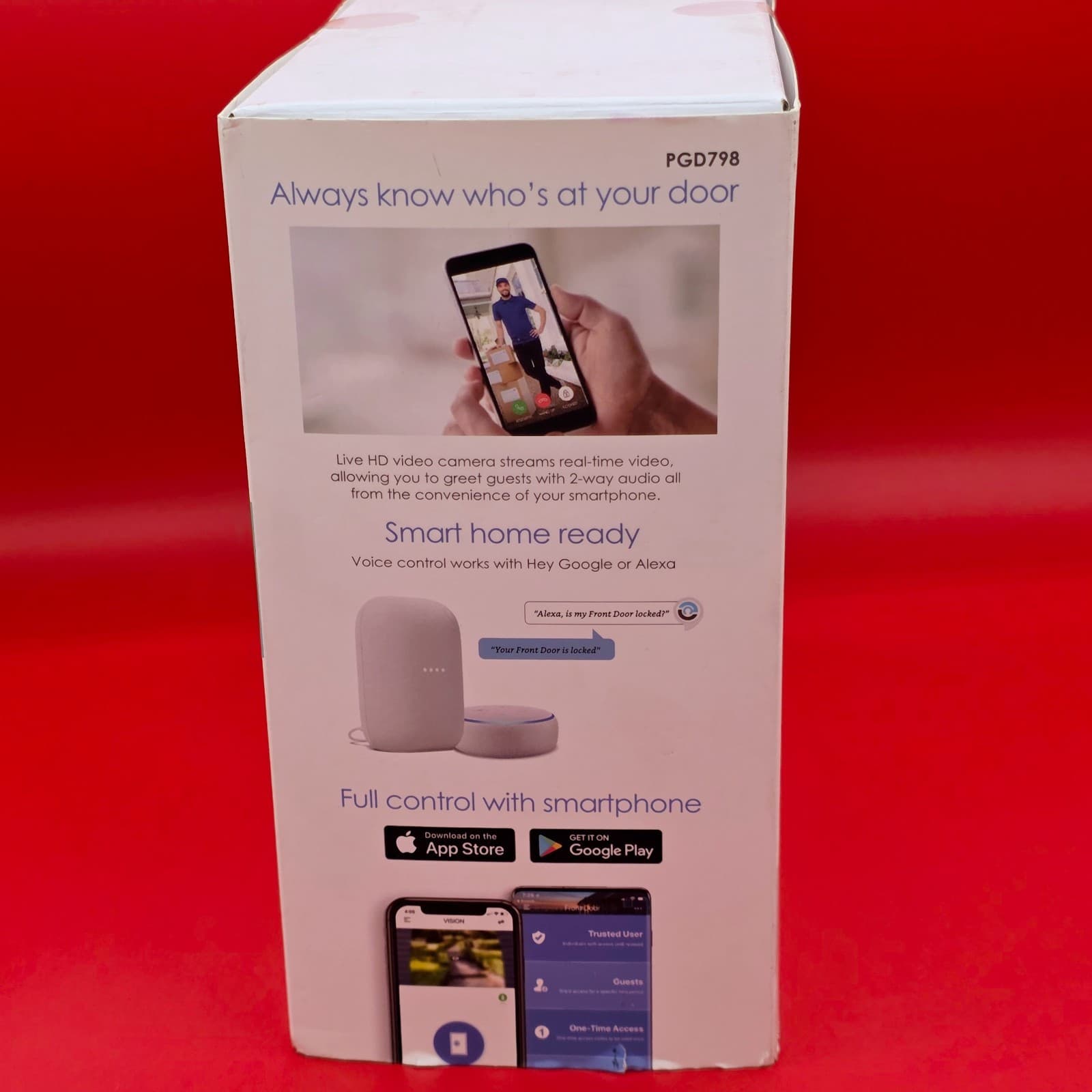 LOCKLY VISION SATIN SMART DOORLOOK DEADBOLT VIDEO AUDIO DOORBELL PGD798SN - Thumbnail 7