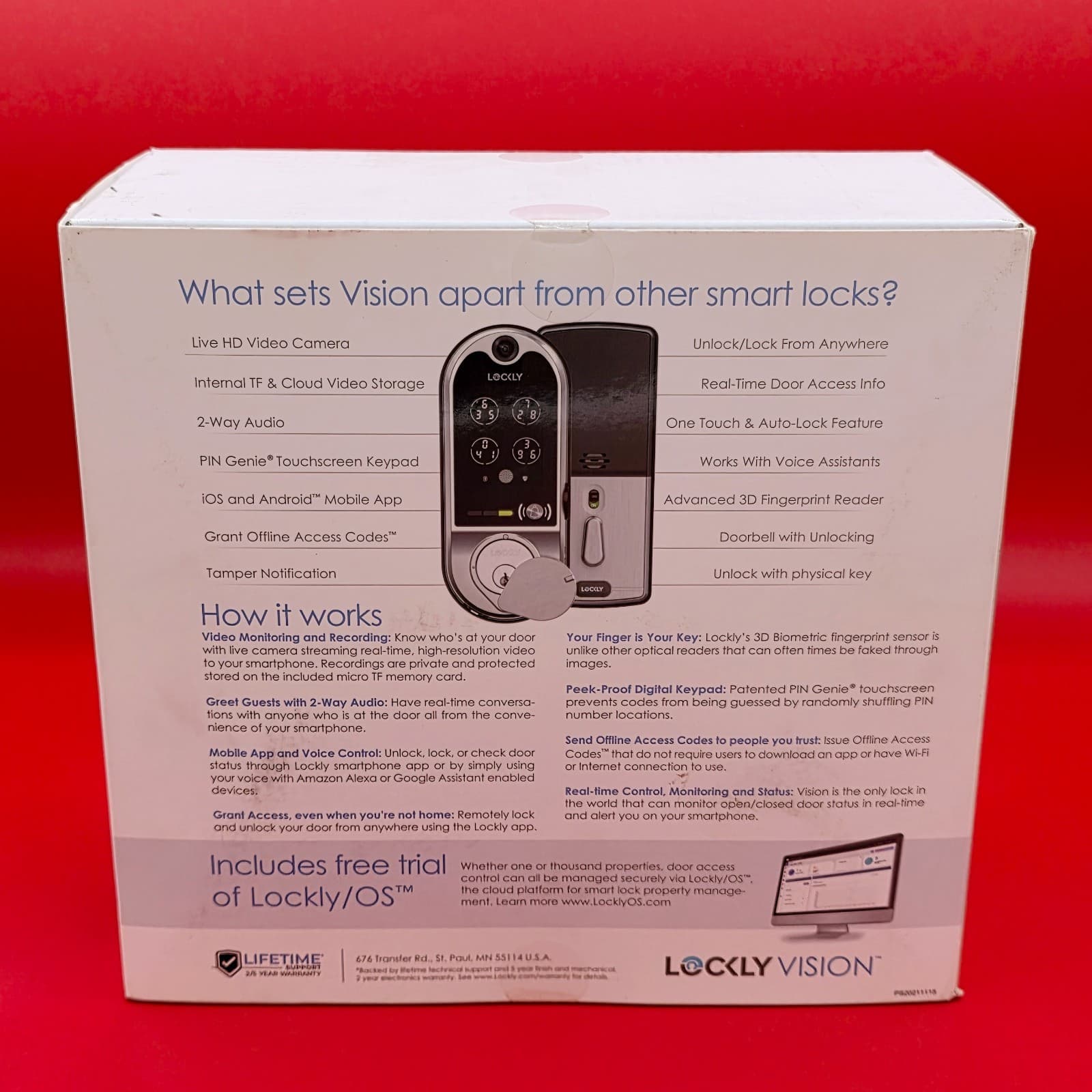 LOCKLY VISION SATIN SMART DOORLOOK DEADBOLT VIDEO AUDIO DOORBELL PGD798SN - Thumbnail 5