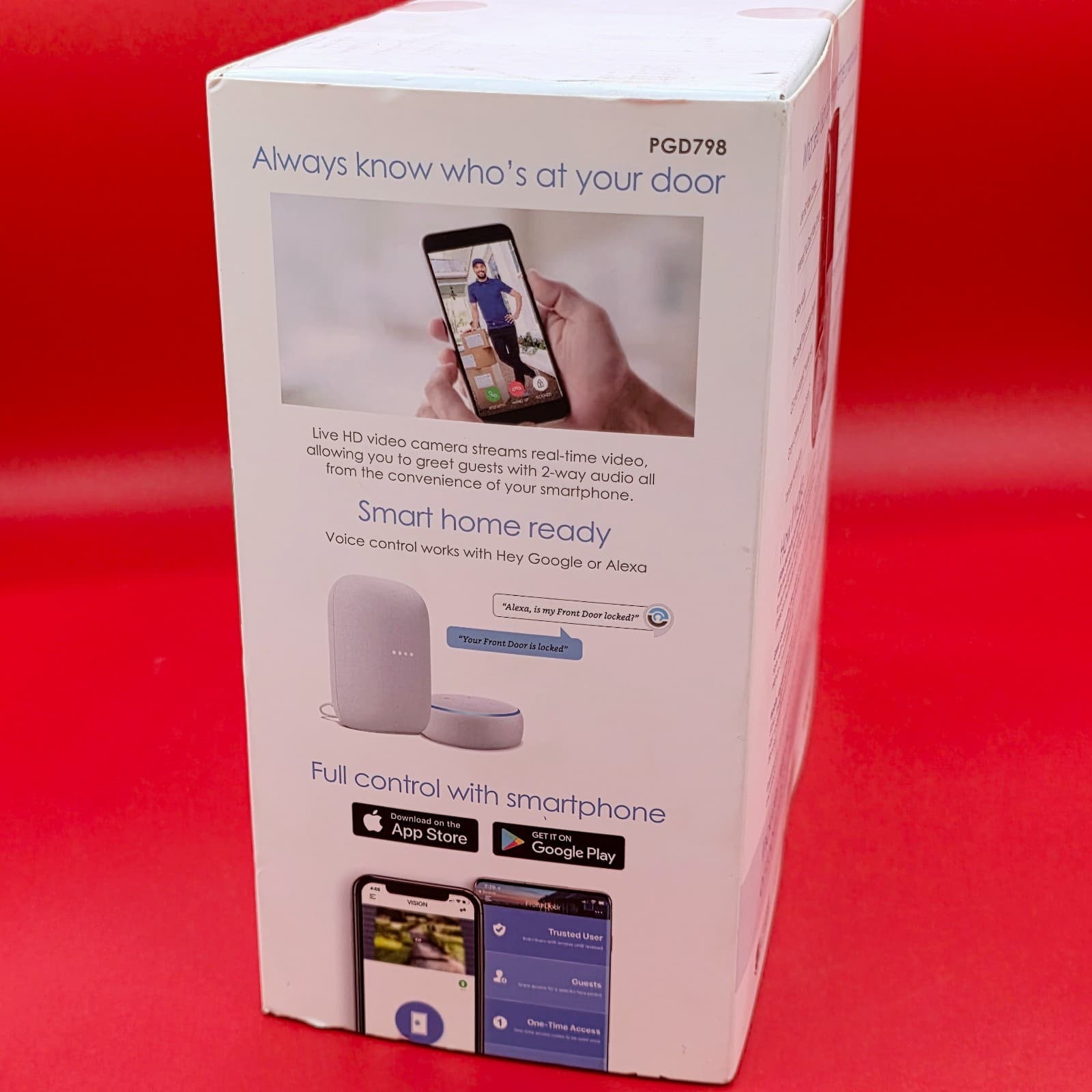 LOCKLY VISION SATIN SMART DOORLOOK DEADBOLT VIDEO AUDIO DOORBELL PGD798SN - Thumbnail 4