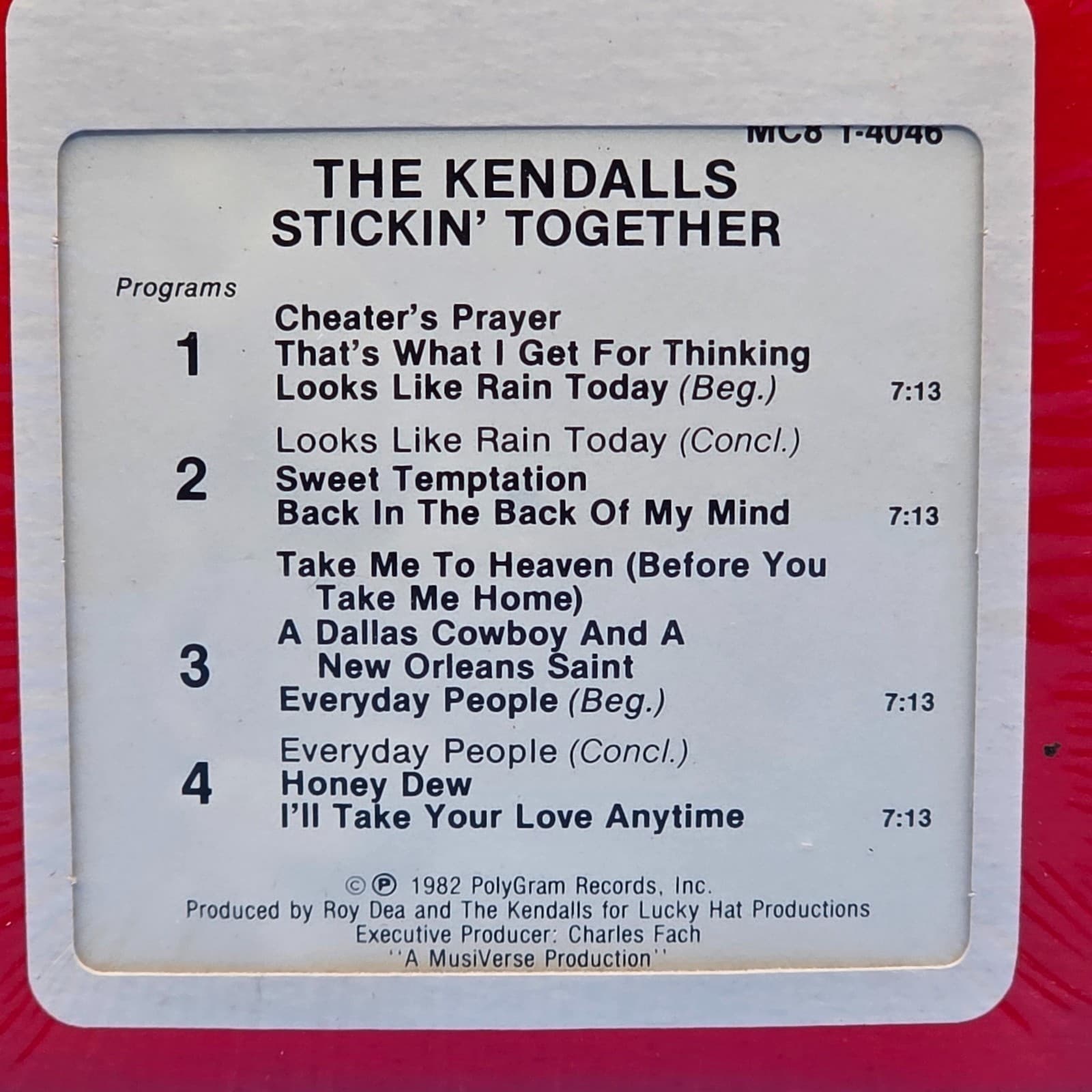 The Kendalls - Stickin' Together 8-Track SEALED Mercury 1982 - Thumbnail 6
