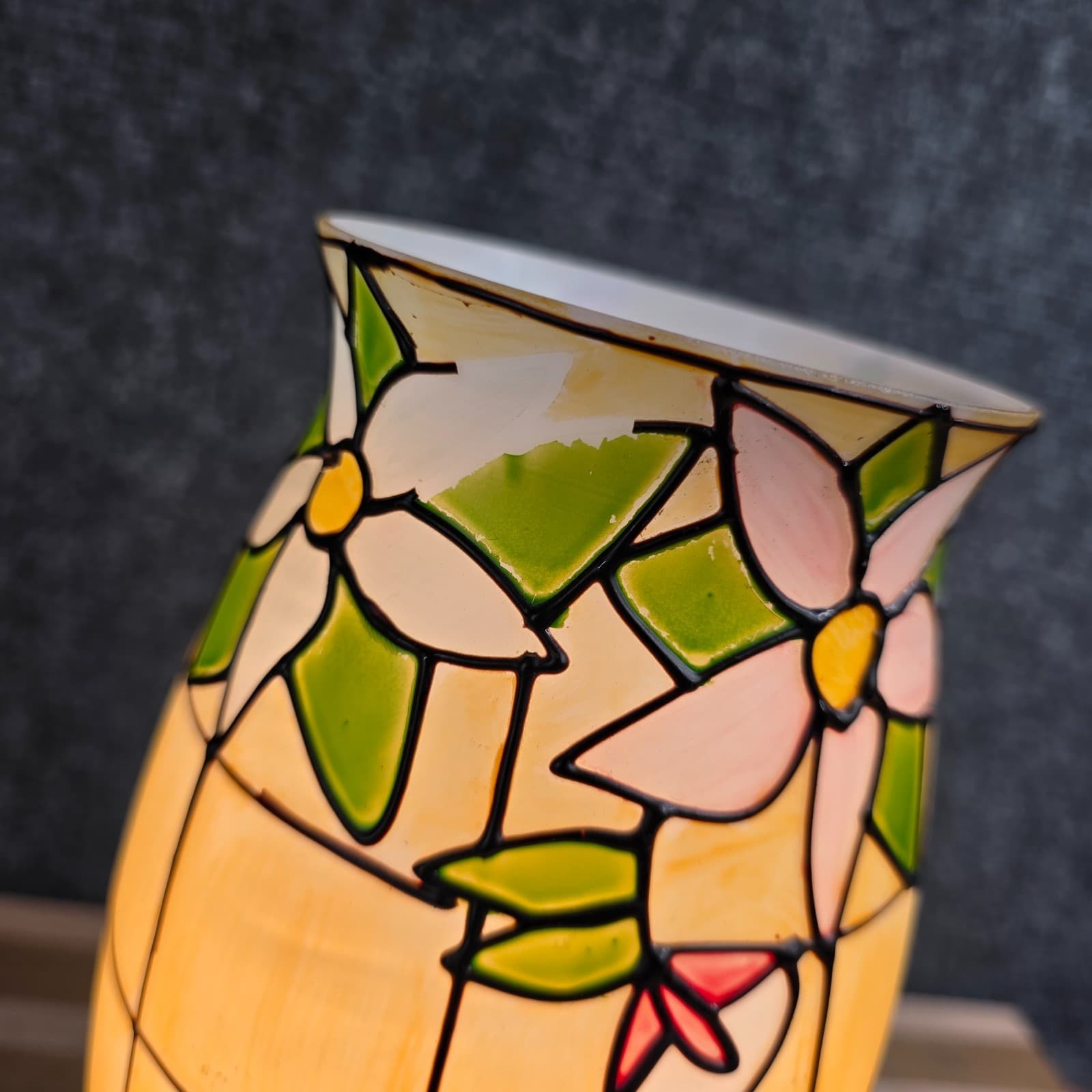 PAINT CHIP Faux Stained Glass Electric Hurricane lamp Night Light 25W - Thumbnail 8