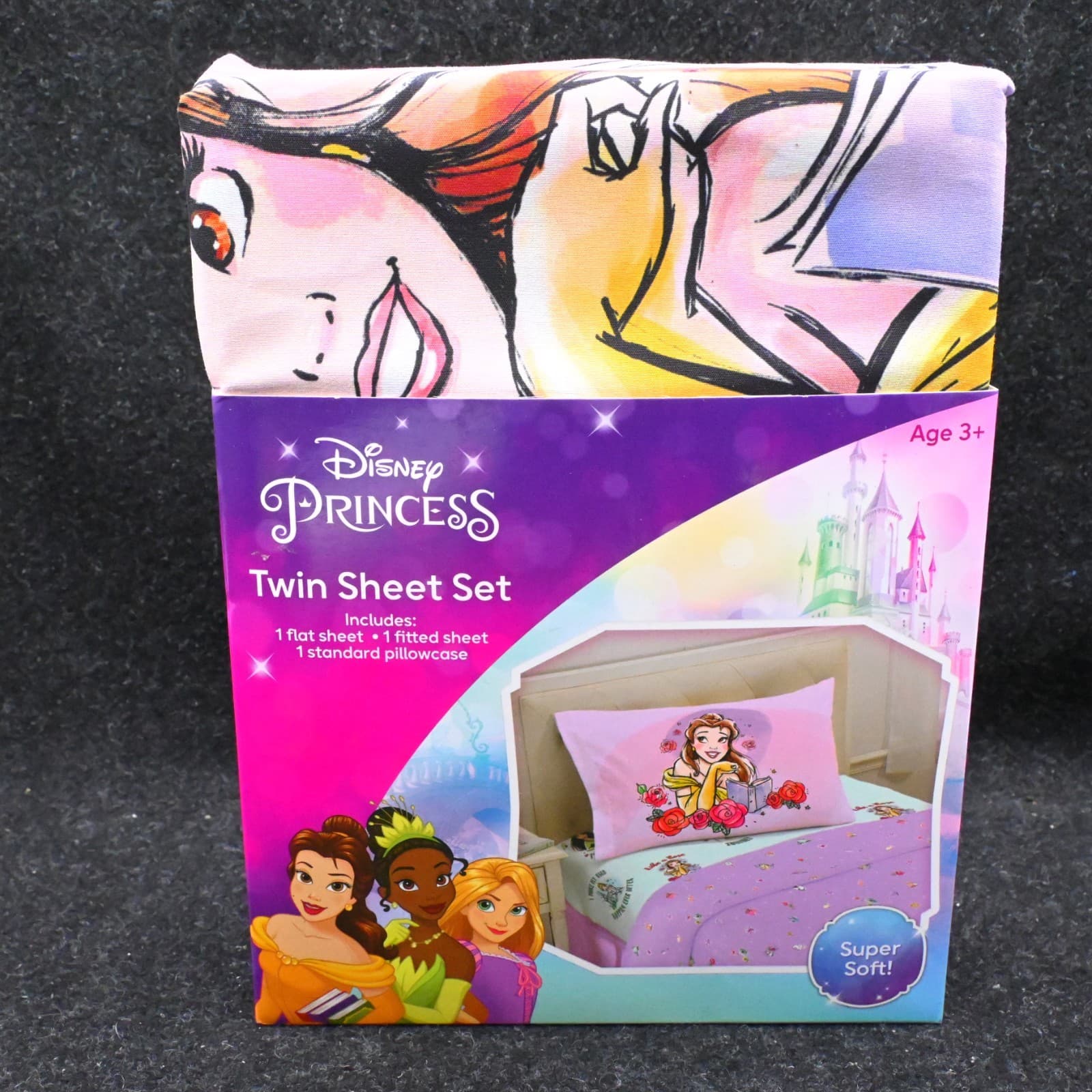 Disney Princess Fairy Tales Sheet Set-3 Pc Set -TWIN, Belle & Moana…New