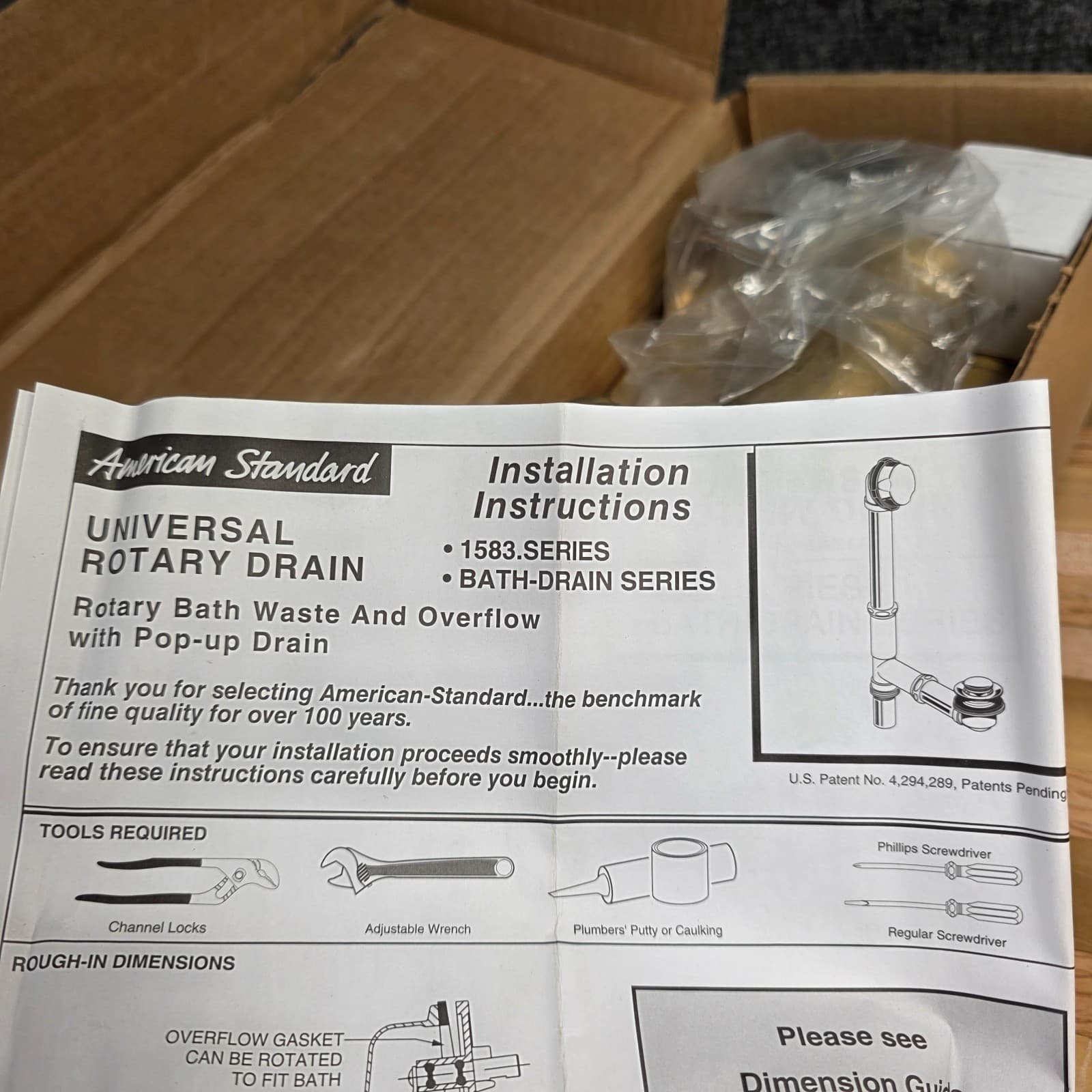 American Standard 1583470.002 Universal Bath Drain in Chrome, Brass - Thumbnail 8