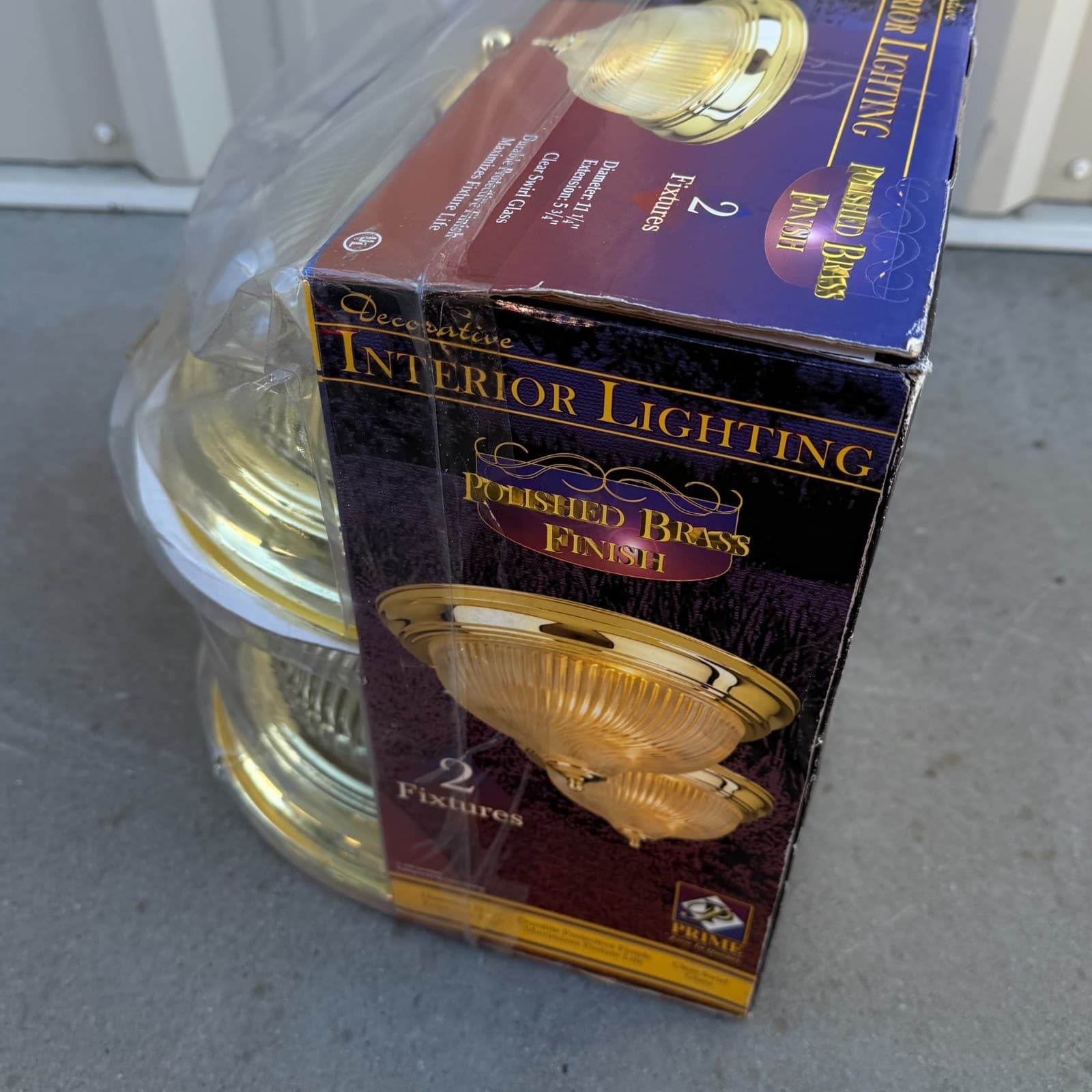 2 Pack Clear Swirl Glass Ceiling Lighting Dome Fixtures Brass 11.25" New Vintage - Thumbnail 9
