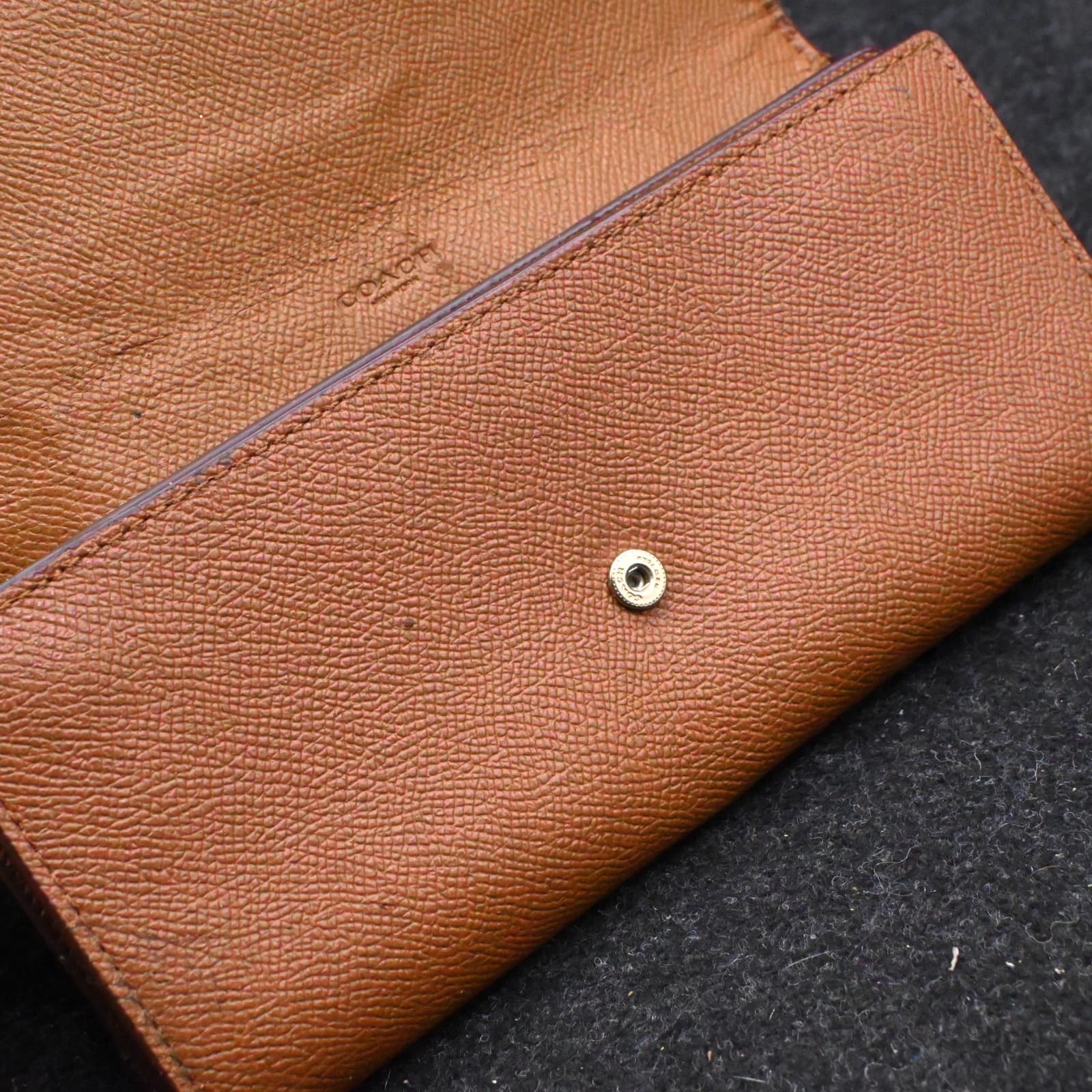 Coach Brown Leather Flap Continental Wallet - Thumbnail 10