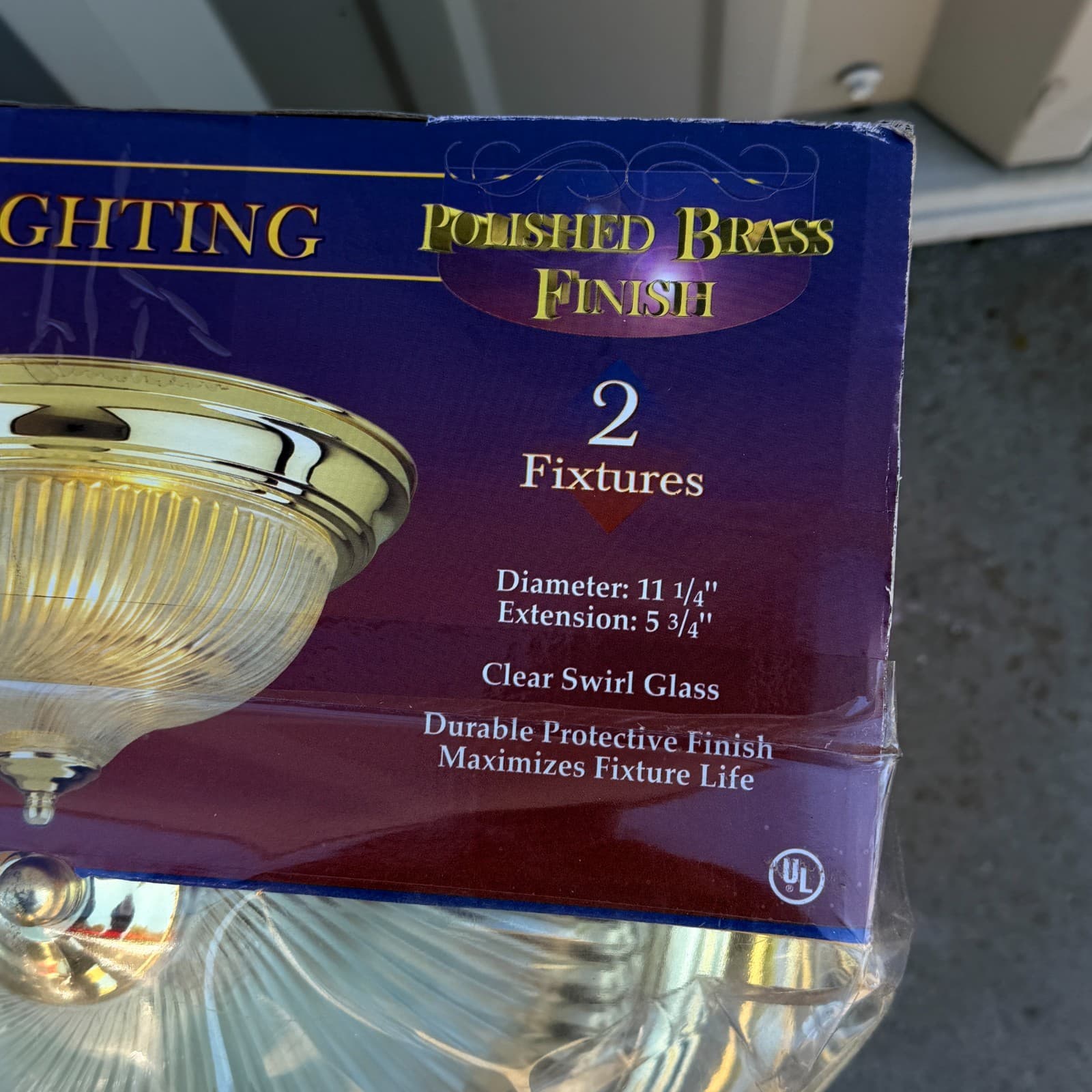 2 Pack Clear Swirl Glass Ceiling Lighting Dome Fixtures Brass 11.25" New Vintage - Thumbnail 4