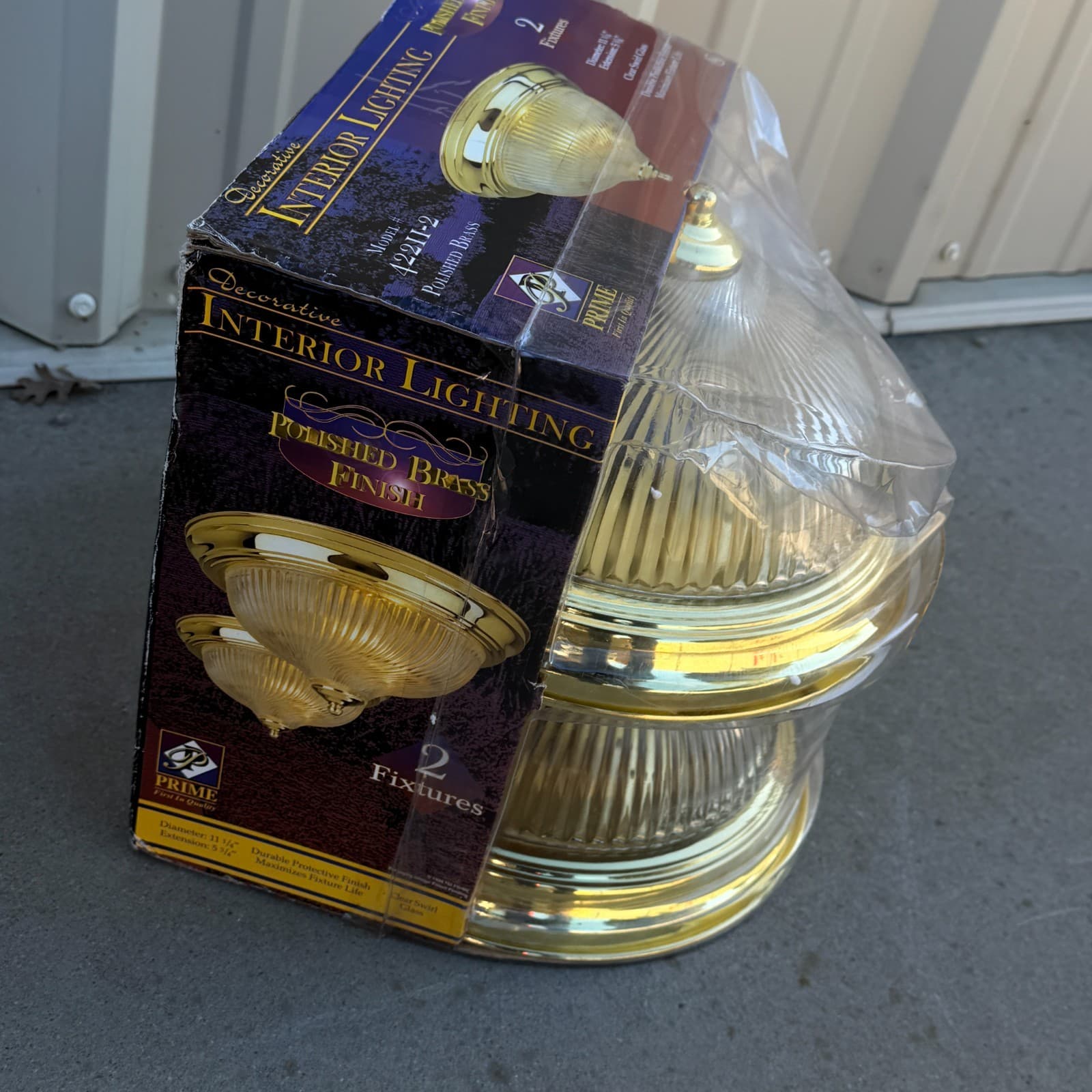 2 Pack Clear Swirl Glass Ceiling Lighting Dome Fixtures Brass 11.25" New Vintage - Thumbnail 6