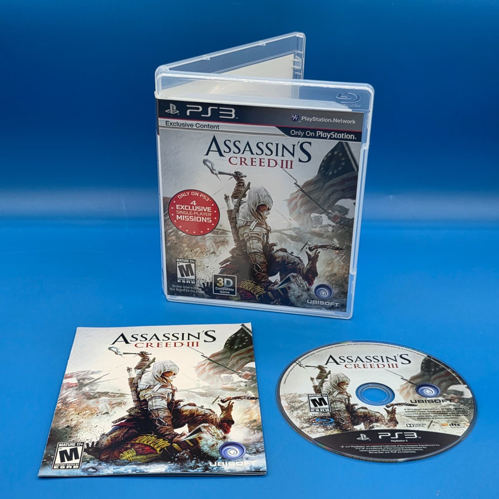 Assassin's Creed III 3 (Sony Playstation 3, PS3) - CIB Complete In Box (WORKING)