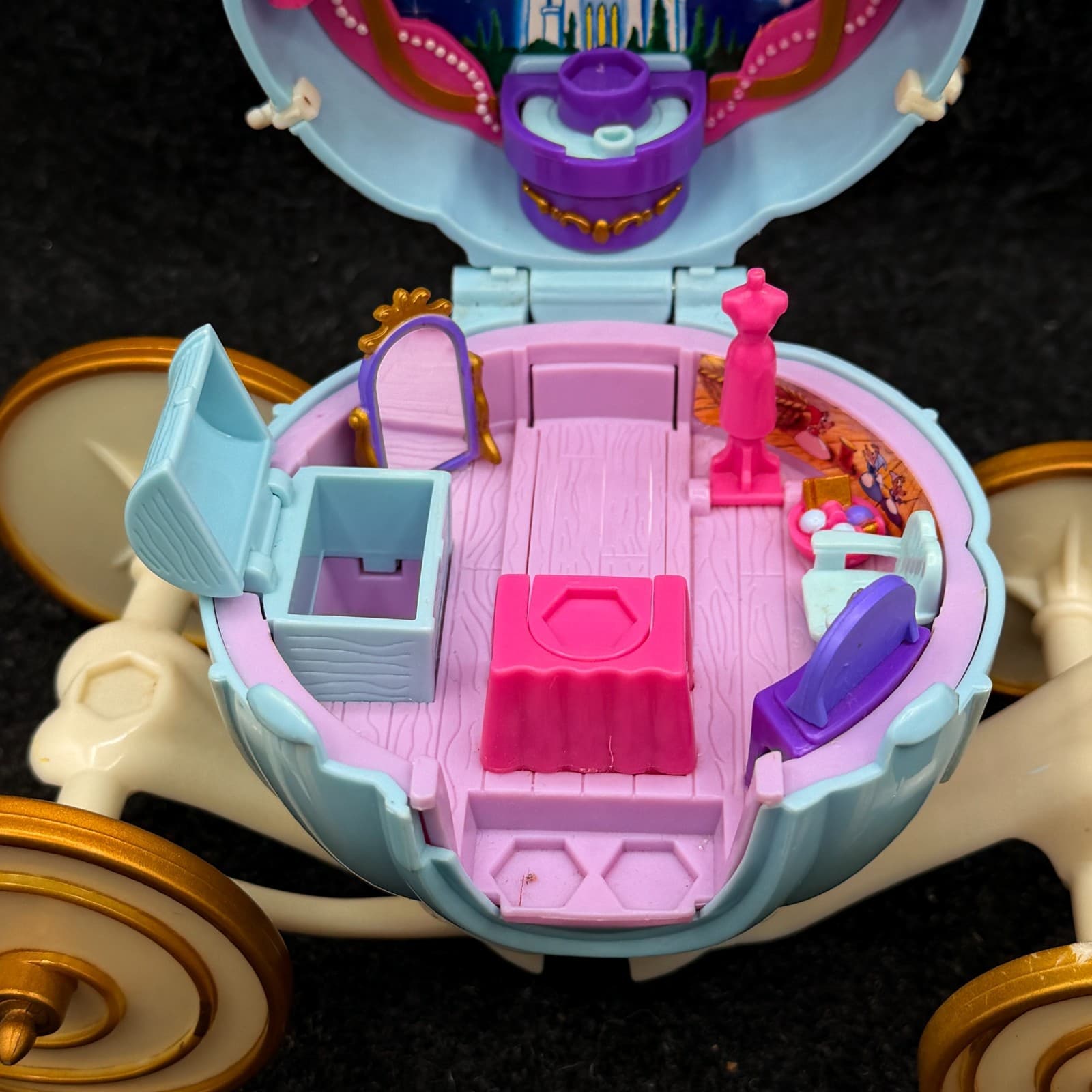 VTG 1999 Polly Pocket Cinderella Carriage With Figures NO KEY - Thumbnail 14