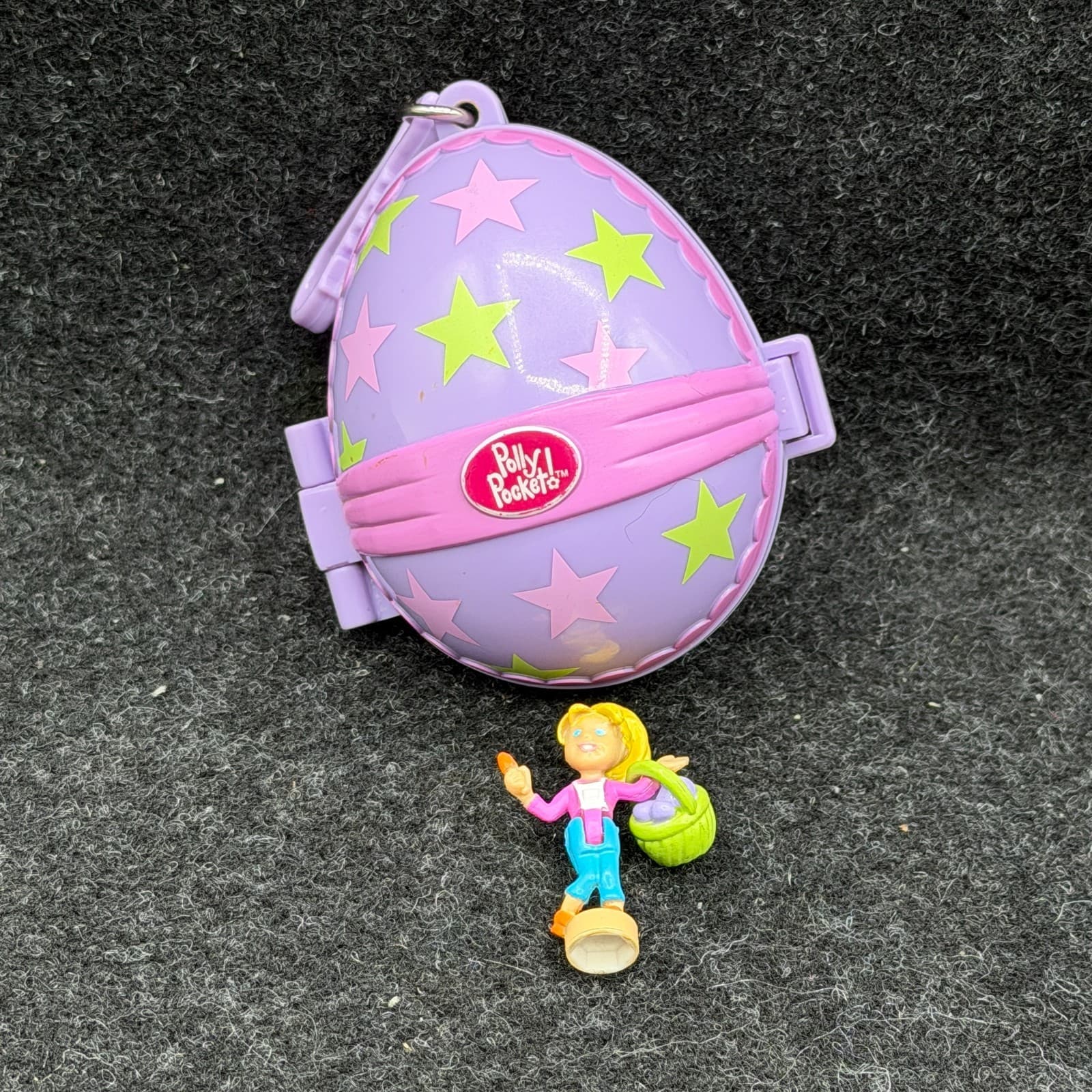 2001 Polly Pocket Easter Egg Painting Bluebird Toys Figure w/ Basket