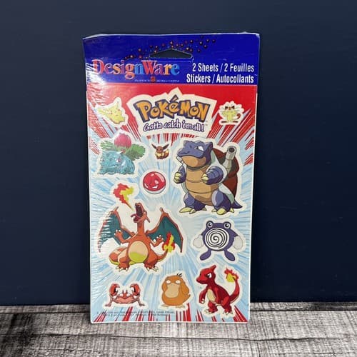 1999 Nintendo Pokemon DesignWare Factory Sealed Stickers BRAND NEW (2 sheets)