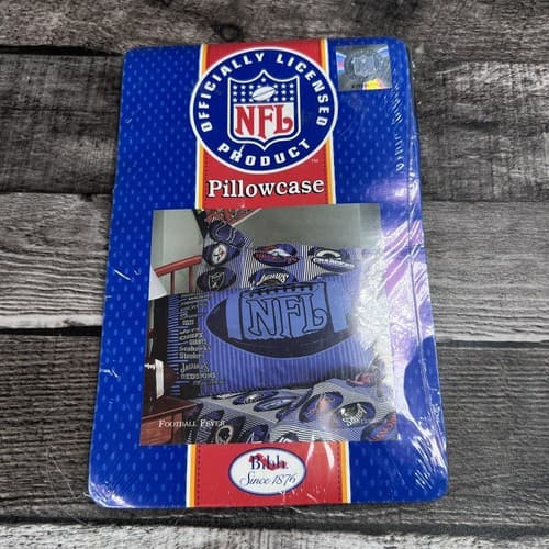 Vintage 1998 NFL Team Names Blue Standard Pillowcase Bibb Co USA