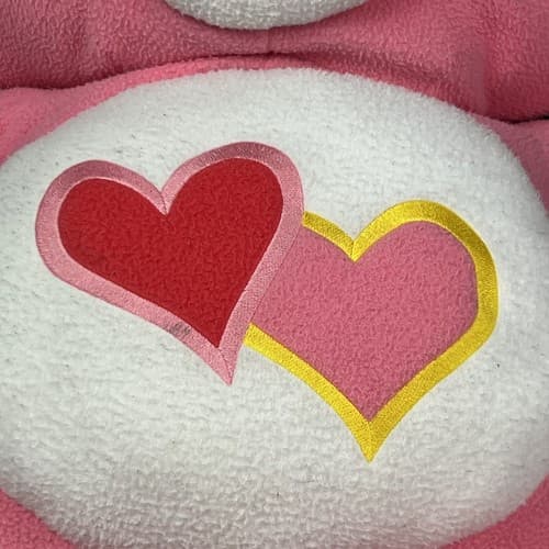 Vintage 2002 CARE BEARS Jumbo Love A Lot Pink Hearts Large Big 28” Plush Bear - Thumbnail 4