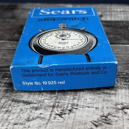 Sears 19927 Swiss Made 1/10 Wind Up Stop Watch Red - Thumbnail 2