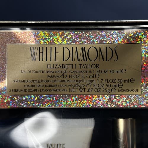 White Diamonds 6pc Gift Set Elizabeth Taylor Lotion Soap Spray Bubbles Parfum - Thumbnail 2