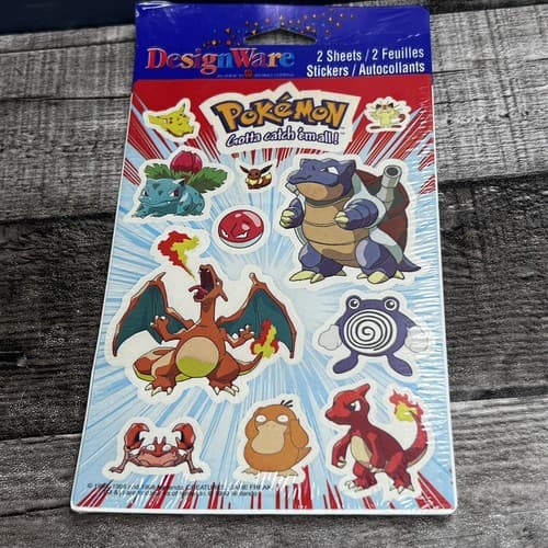 1999 Nintendo Pokemon DesignWare Factory Sealed Stickers BRAND NEW (2 sheets) - Thumbnail 3