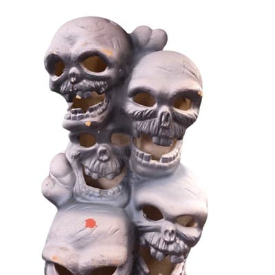 VTG Trendmasters Haunted Lighted Stacked Skulls Halloween foam indoor skeleton - Thumbnail 9