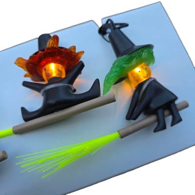 GE Hallmark Flying Witch Halloween Indoor Fiber Optic Brooms 10 Light String Set - Thumbnail 12
