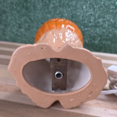 Vintage 1972 Ceramic Pumpkin Lamp 8" Jack O Lantern Corn Stalks Halloween - Thumbnail 9