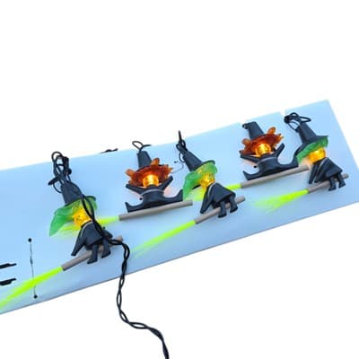 GE Hallmark Flying Witch Halloween Indoor Fiber Optic Brooms 10 Light String Set - Thumbnail 11