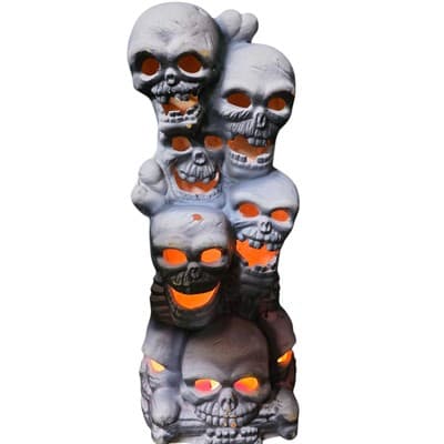 VTG Trendmasters Haunted Lighted Stacked Skulls Halloween foam indoor skeleton - Thumbnail 10