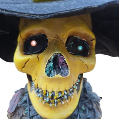 Vintage Puleo Fiber Optic Skull Skeleton Halloween Horror Decor Color Change - Thumbnail 16