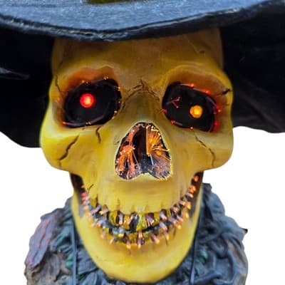 Vintage Puleo Fiber Optic Skull Skeleton Halloween Horror Decor Color Change - Thumbnail 15