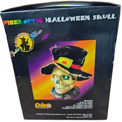 Vintage Puleo Fiber Optic Skull Skeleton Halloween Horror Decor Color Change - Thumbnail 10