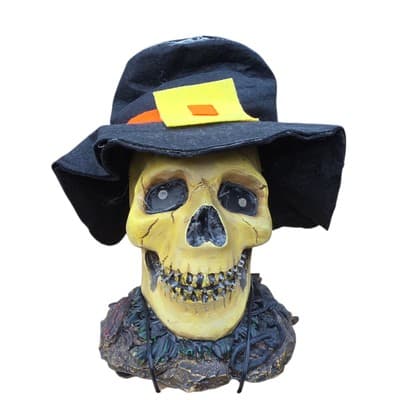 Vintage Puleo Fiber Optic Skull Skeleton Halloween Horror Decor Color Change - Thumbnail 2