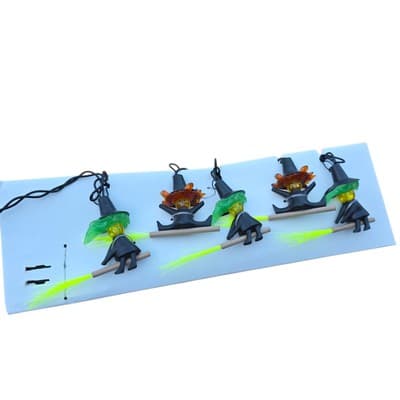 GE Hallmark Flying Witch Halloween Indoor Fiber Optic Brooms 10 Light String Set - Thumbnail 9