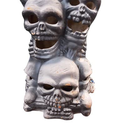VTG Trendmasters Haunted Lighted Stacked Skulls Halloween foam indoor skeleton - Thumbnail 7