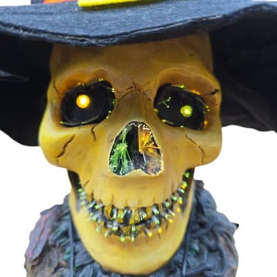 Vintage Puleo Fiber Optic Skull Skeleton Halloween Horror Decor Color Change - Thumbnail 14