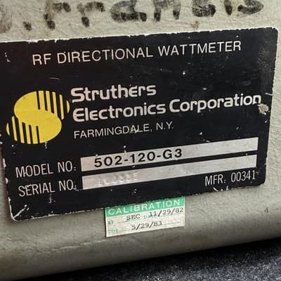 RF DIRECTIONAL WATTMETER MODEL NO: 502-120-G3 Struthers Untested - Thumbnail 19