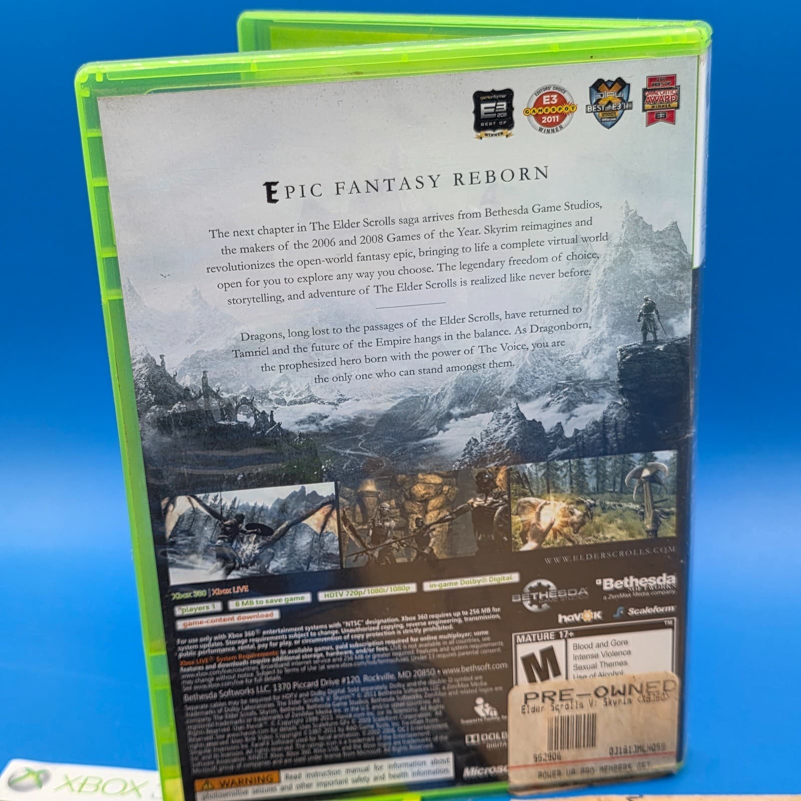 The Elder Scrolls V 5 Skyrim (Microsoft Xbox 360, 2011) CIB w Manual/Map - Thumbnail 3
