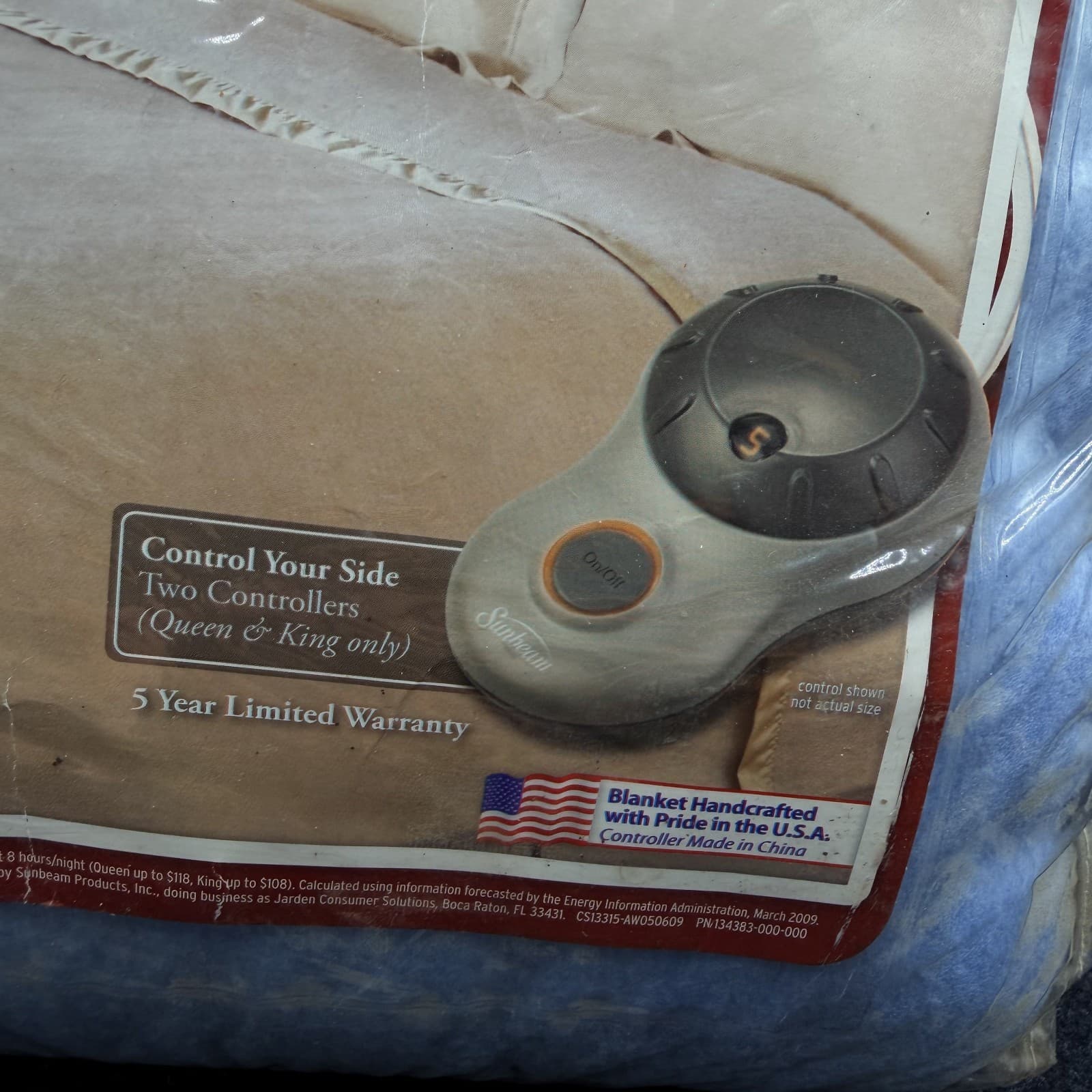 2009 Sunbeam Baby Blue Heated Blanket Twin Size 100% Polyester - Thumbnail 6