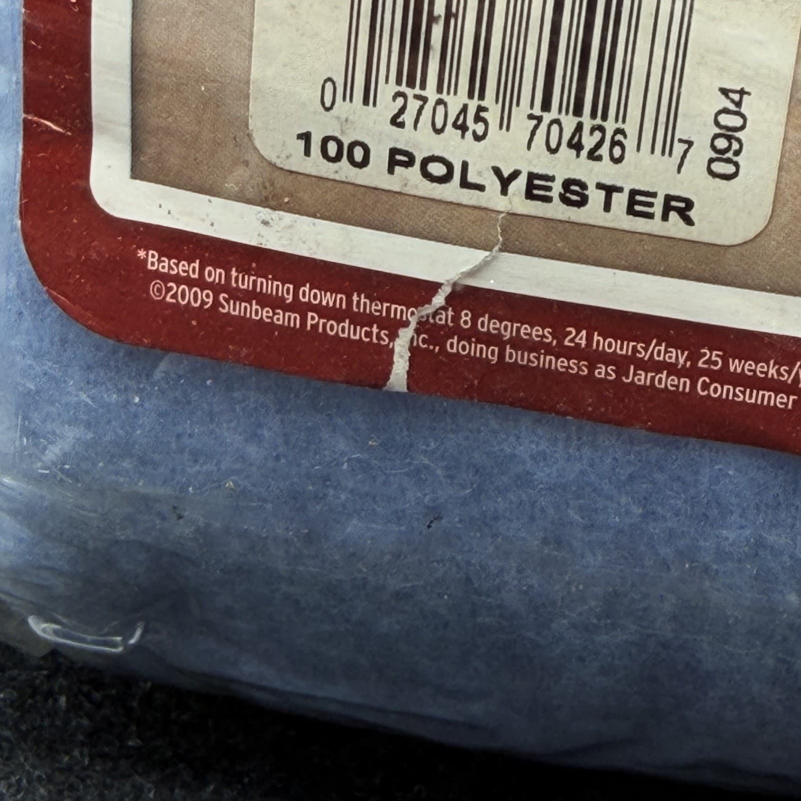 2009 Sunbeam Baby Blue Heated Blanket Twin Size 100% Polyester - Thumbnail 5