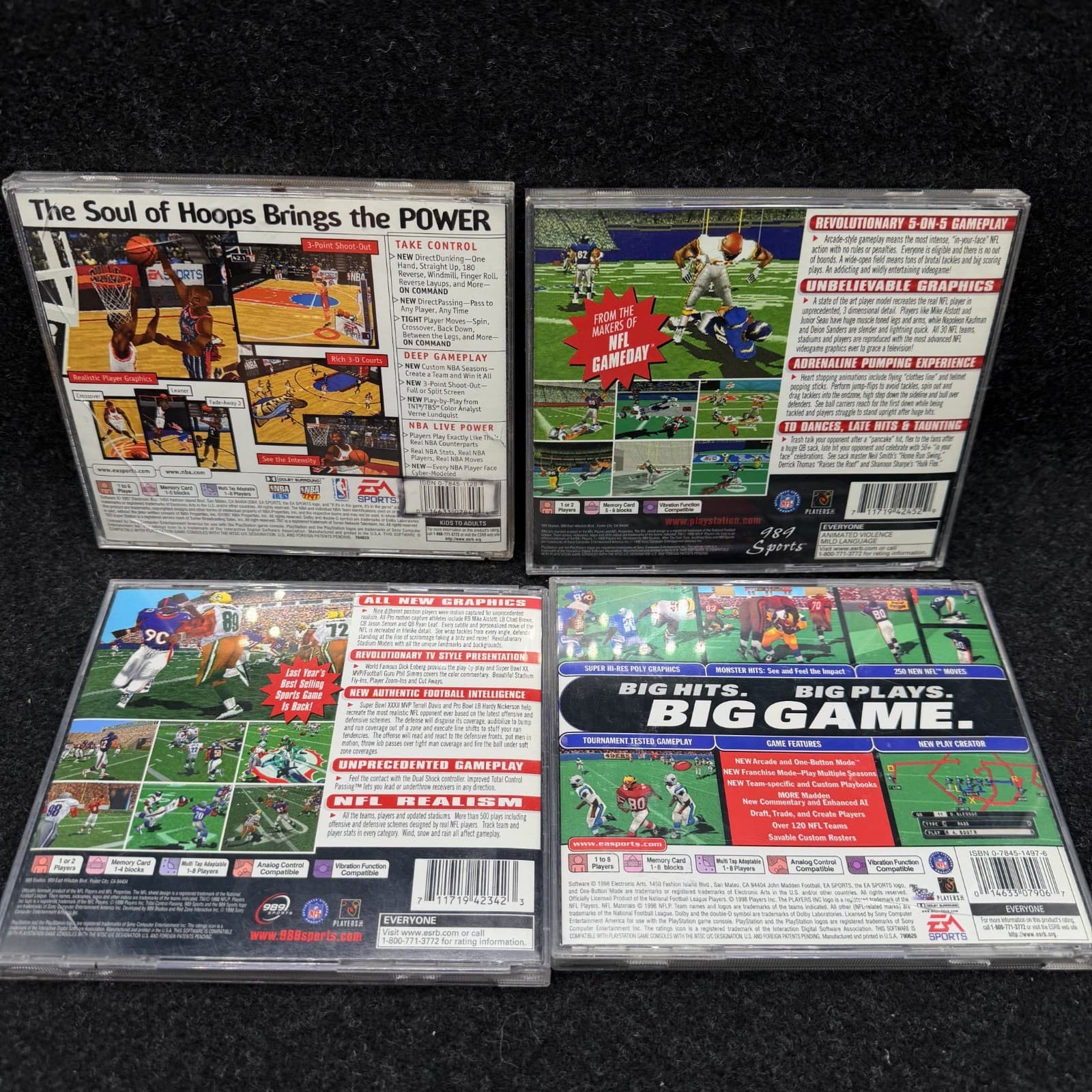 LOT OF 4 Playstation 1 PS1 Sports Game NFL Xtreme Game Day Madden 99 NBA Live 98 - Thumbnail 3