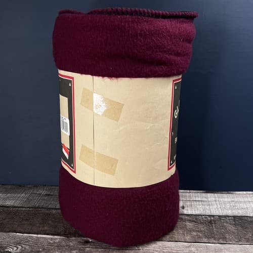 Vintage Geniune Glacier Ridge Fleece Throw Blanket 50" x 68" Burgundy NEW - Thumbnail 9