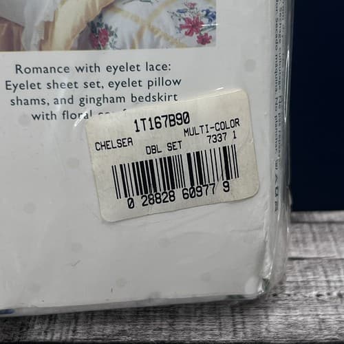 VTG 1995 Garden Estates Full Size Sheet Set Floral White Yellow Chelsea Style - Thumbnail 5