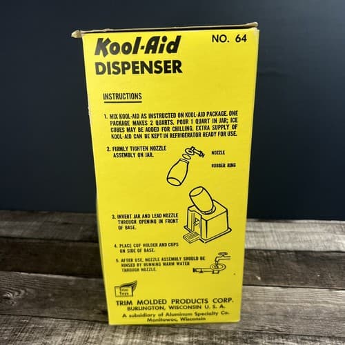 VTG 1960'S KOOL-AID DISPENSER WITH BOX GLASS JAR MODEL 64 - Thumbnail 12