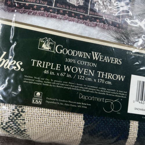 VTG Goodwin Weavers Dept 56 Snowbabies Triple Woven Throw 48 in x 67 in Blanket - Thumbnail 3