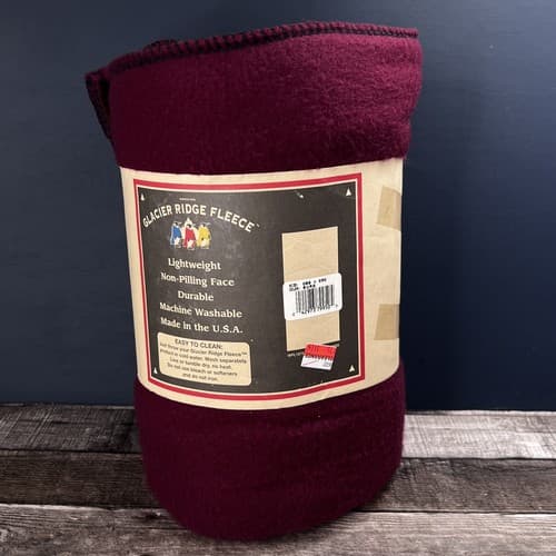 Vintage Geniune Glacier Ridge Fleece Throw Blanket 50" x 68" Burgundy NEW - Thumbnail 6