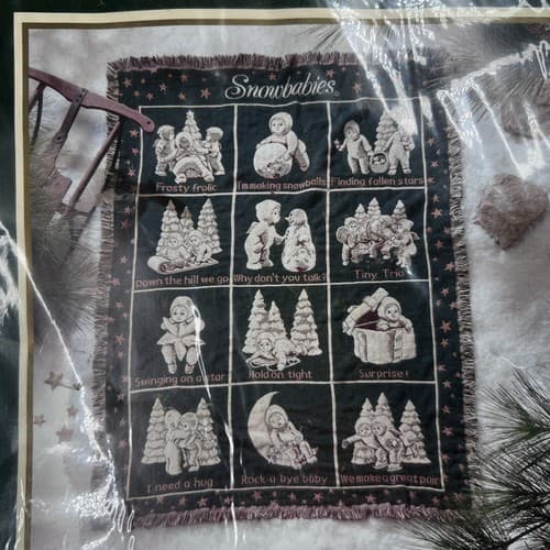 VTG Goodwin Weavers Dept 56 Snowbabies Triple Woven Throw 48 in x 67 in Blanket - Thumbnail 4