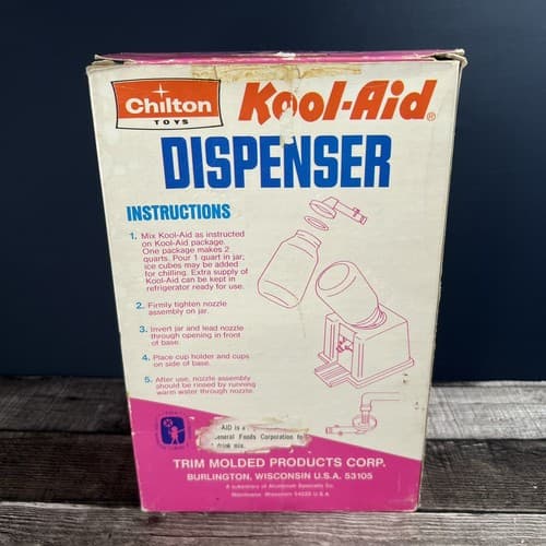 Vintage 1970s Chilton Toys Kool Aid Dispenser w/ Box - Trim Molded Products - Thumbnail 4