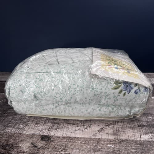 VTG 1996 Garden Estates Full Size Sheet Set Floral White Green Emily Style - Thumbnail 4