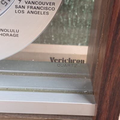 VTG MCM Verichron Quartz GMT World Mantel Desk Clock Red Airplane Second WORKS - Thumbnail 2